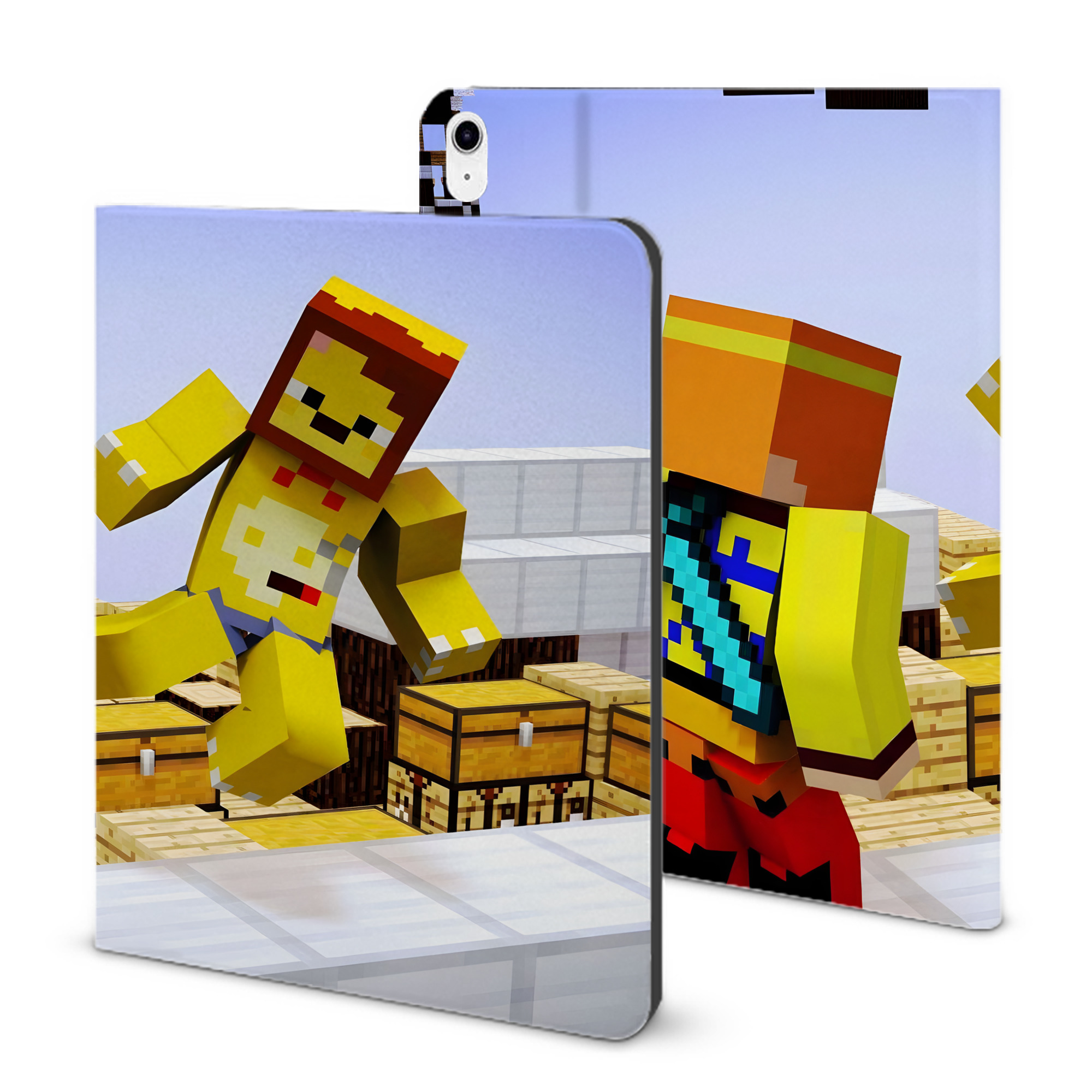 （画像用） マインクラフト ブロックの世界 Minecraft MC Block world IPad ケース ブック型 PUレザー TPU 耐衝撃 軽量 薄型 ペン収納なし 全面保護 IPad 各モデル対応
